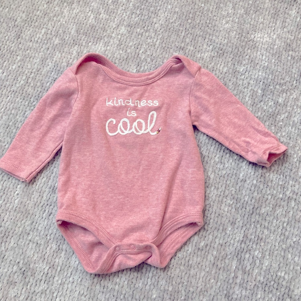 Rabbit + Bear Long Sleeve Bodysuit Kindness is Cool 3-6M 100% Organic Cotton